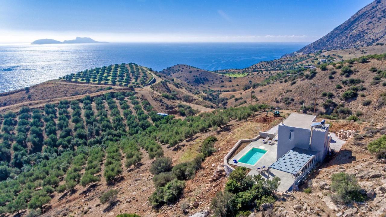 Tranquil Sea View Villa With Private Pool, Just 2Km From The Beach! アギア・ガリニ エクステリア 写真
