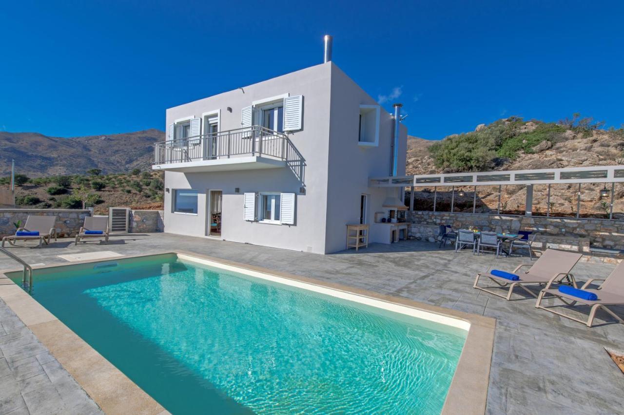 Tranquil Sea View Villa With Private Pool, Just 2Km From The Beach! アギア・ガリニ エクステリア 写真