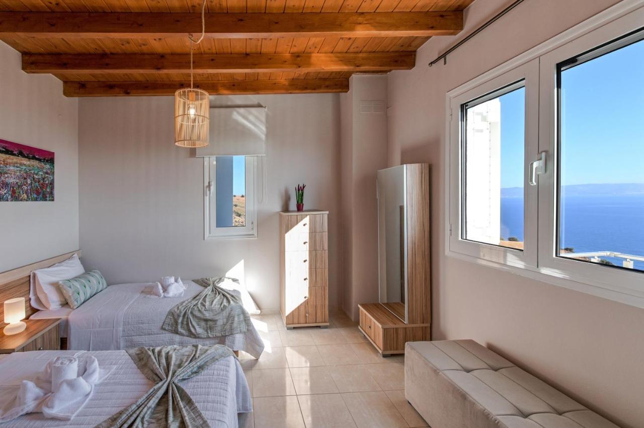 Tranquil Sea View Villa With Private Pool, Just 2Km From The Beach! アギア・ガリニ エクステリア 写真