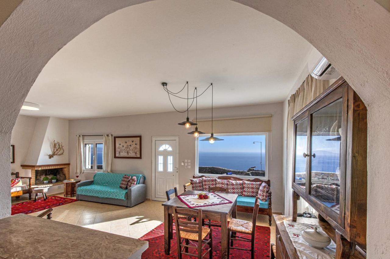 Tranquil Sea View Villa With Private Pool, Just 2Km From The Beach! アギア・ガリニ エクステリア 写真