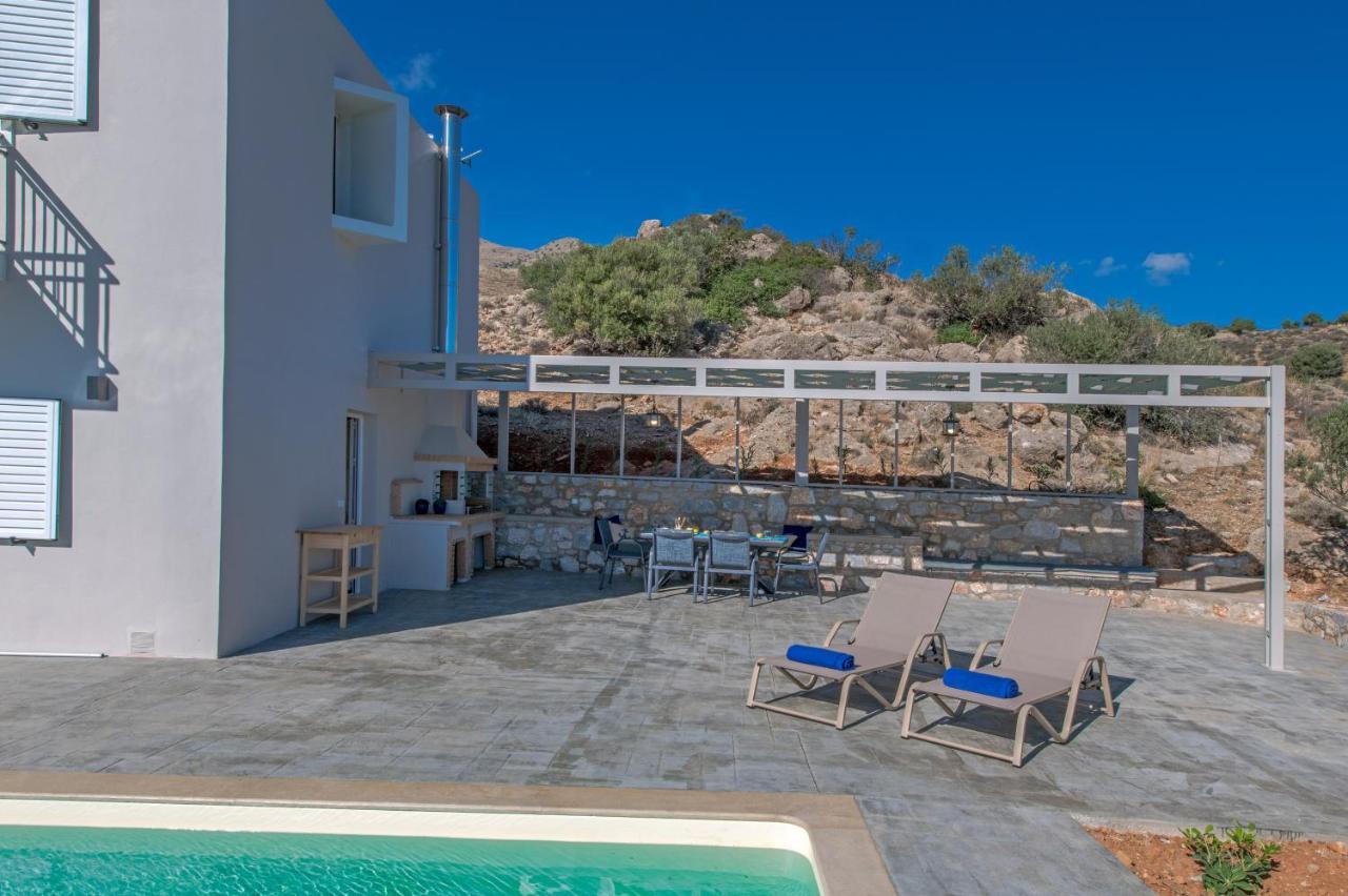 Tranquil Sea View Villa With Private Pool, Just 2Km From The Beach! アギア・ガリニ エクステリア 写真