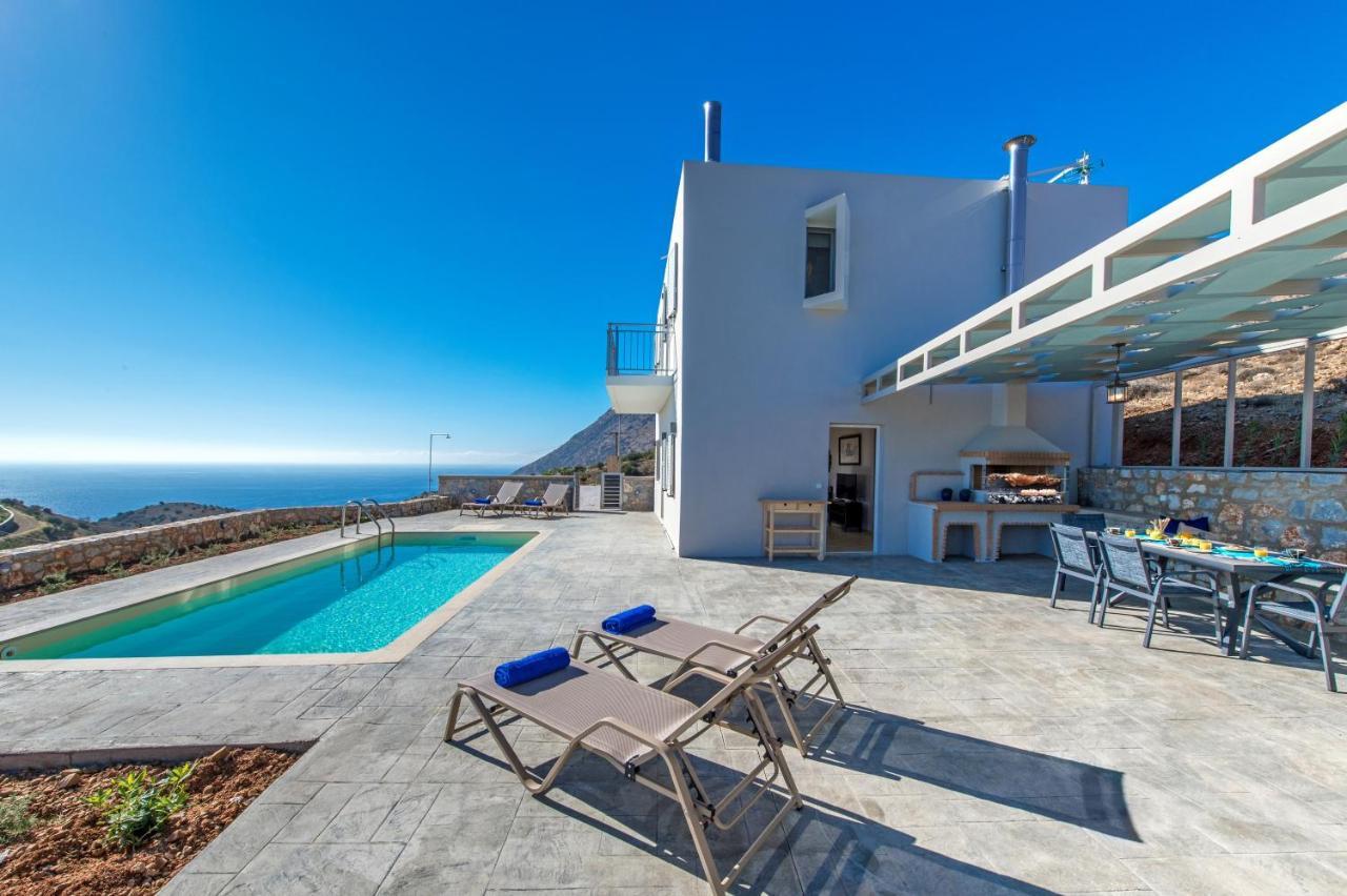 Tranquil Sea View Villa With Private Pool, Just 2Km From The Beach! アギア・ガリニ エクステリア 写真