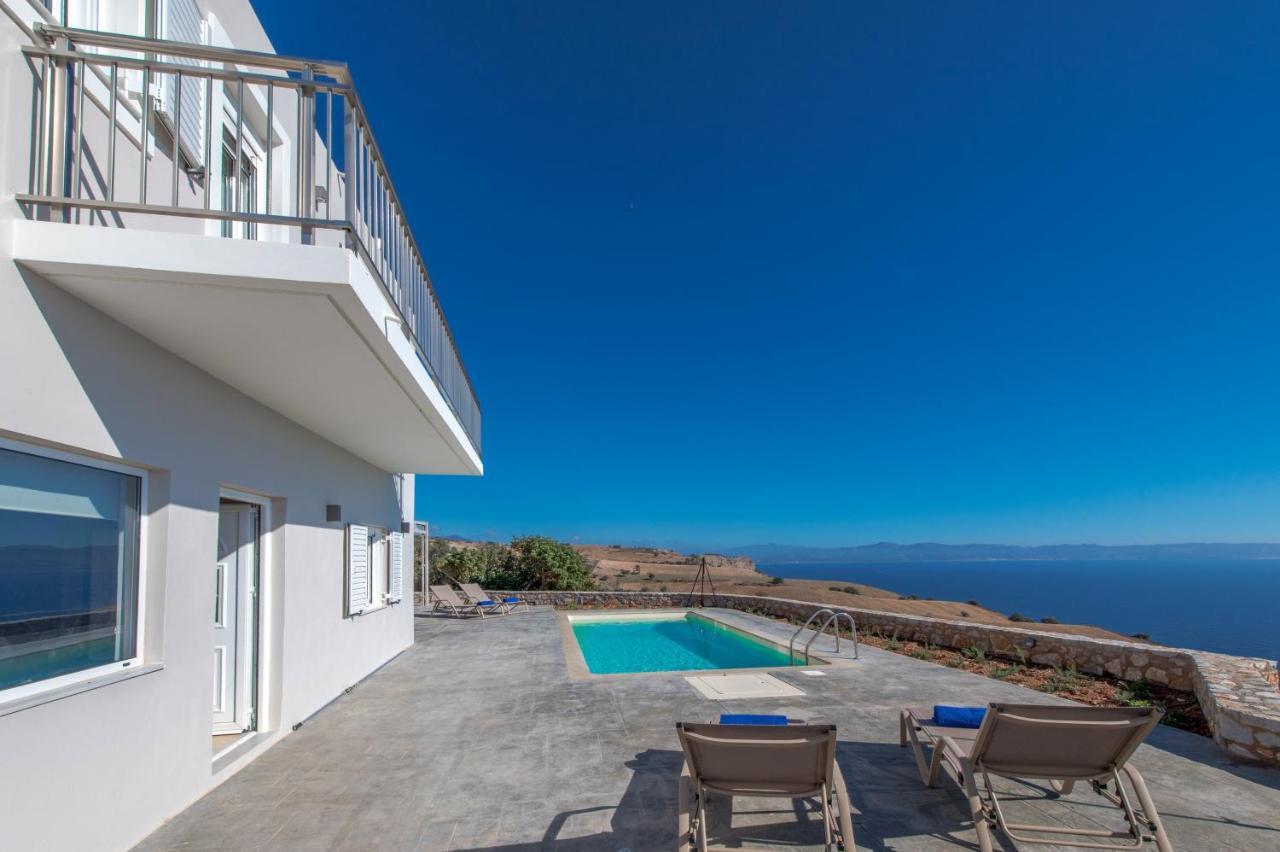 Tranquil Sea View Villa With Private Pool, Just 2Km From The Beach! アギア・ガリニ エクステリア 写真