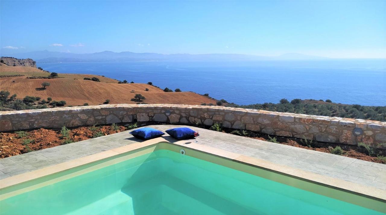 Tranquil Sea View Villa With Private Pool, Just 2Km From The Beach! アギア・ガリニ エクステリア 写真